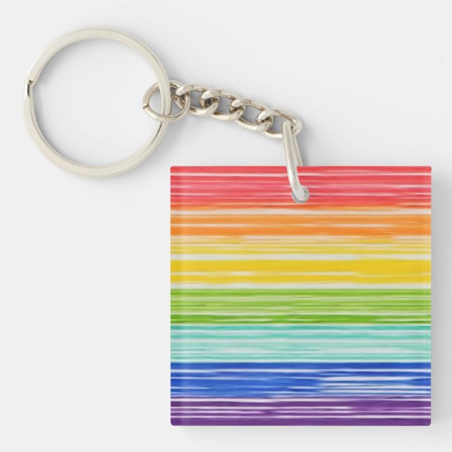 Untidy rainbow stripes keychain (Front)
