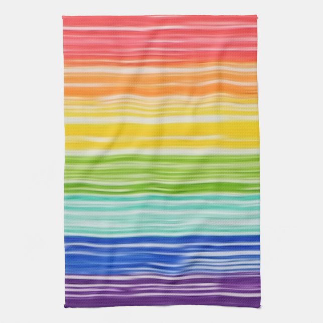 Untidy rainbow stripes kitchen towel (Vertical)