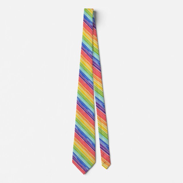 Untidy rainbow stripes tie (Front)