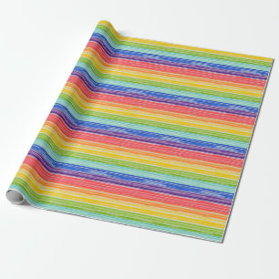 Untidy rainbow stripes wrapping paper