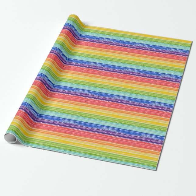 Untidy rainbow stripes wrapping paper (Unrolled)