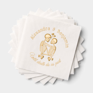Until Death Do Us Part Skeleton Couple Embracing R Foil Napkins