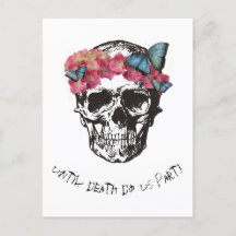 Until Death Do Us Part Skull Hydrangea Butterflies