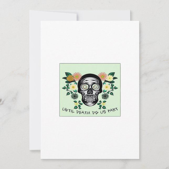 Until Death Do Us Part, Skull With Flowers Classic Holiday Card (Front)