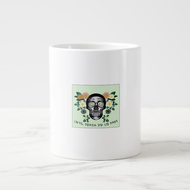Until Death Do Us Part, Skull With Flowers Classic Large Coffee Mug (Front)