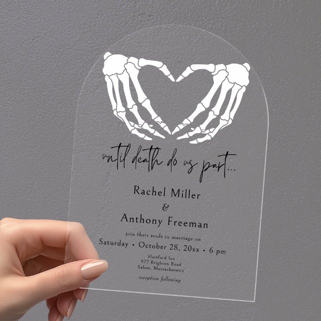 Until Death Skeleton Hands Arch Wedding Acrylic Invitations (Creator Uploaded)
