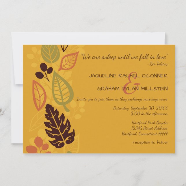 "Until We Fall In Love" - Fall Wedding Invitation (Front)