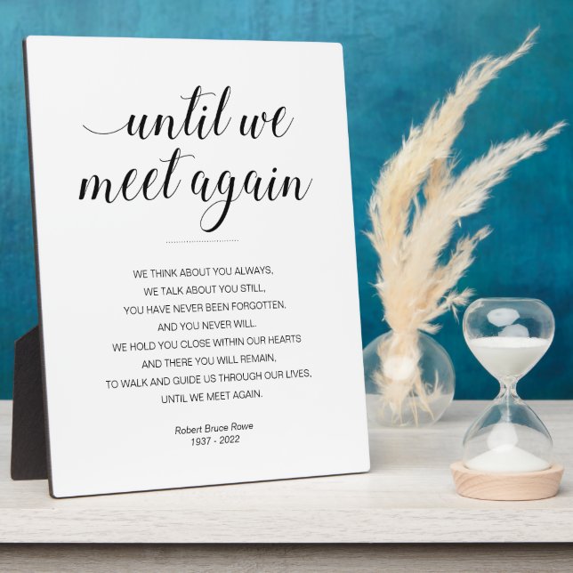 Until We Meet Again Elegant Funeral Poem with Name Plaque (Side)