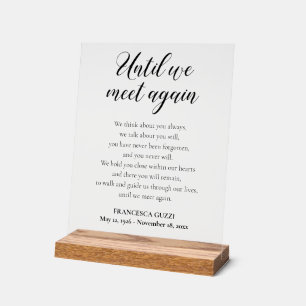 Until We Meet Again Memory Poem With Name Acrylic Sign