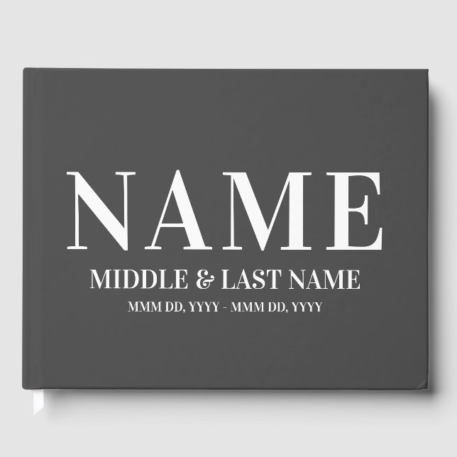 Until We Meet Again Modern Bold Charcoal Memorial Guest Book (Front)