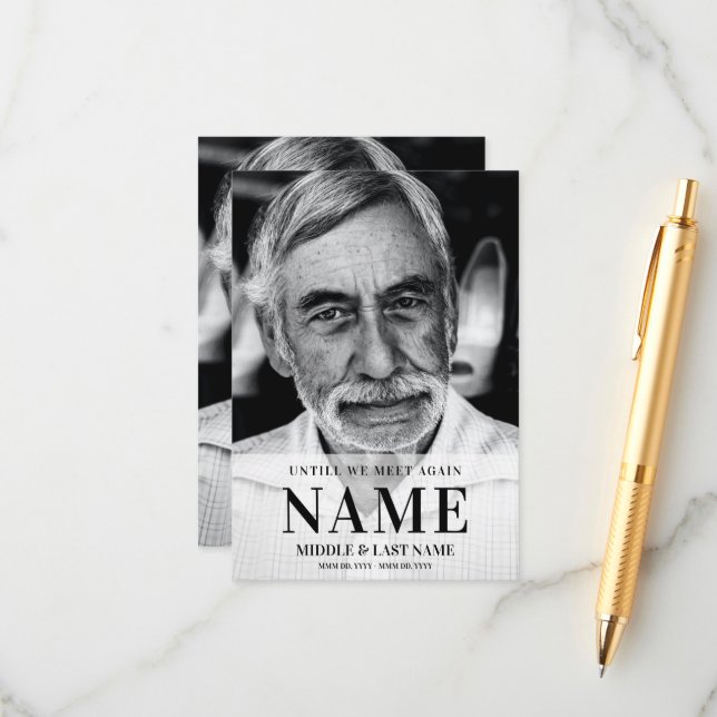Until We Meet Again Modern Bold Photo Memorial Enclosure Card (Front/Back In Situ)