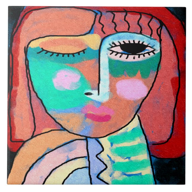 Untitled Abstract Portrait of a Woman Tile (Front)