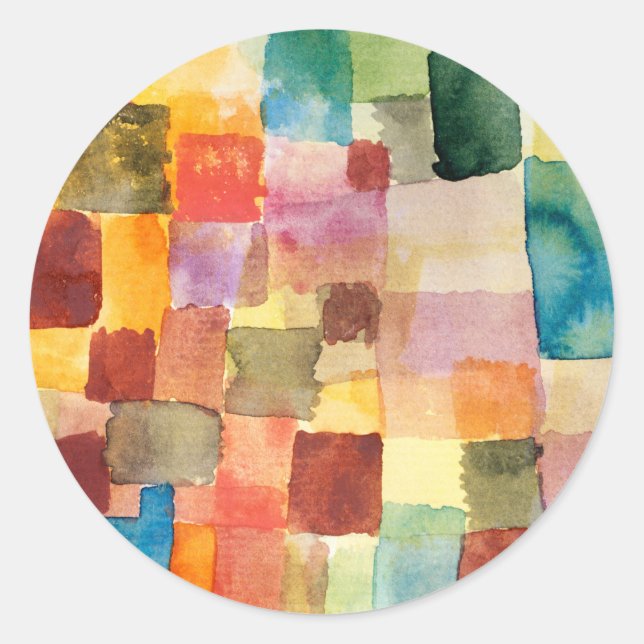 Untitled abstract watercolor squares - Paul Klee Classic Round Sticker (Front)