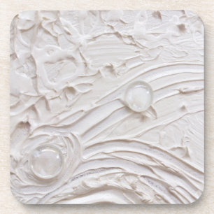 Untitled White Abstract Painting with glass beads Coaster