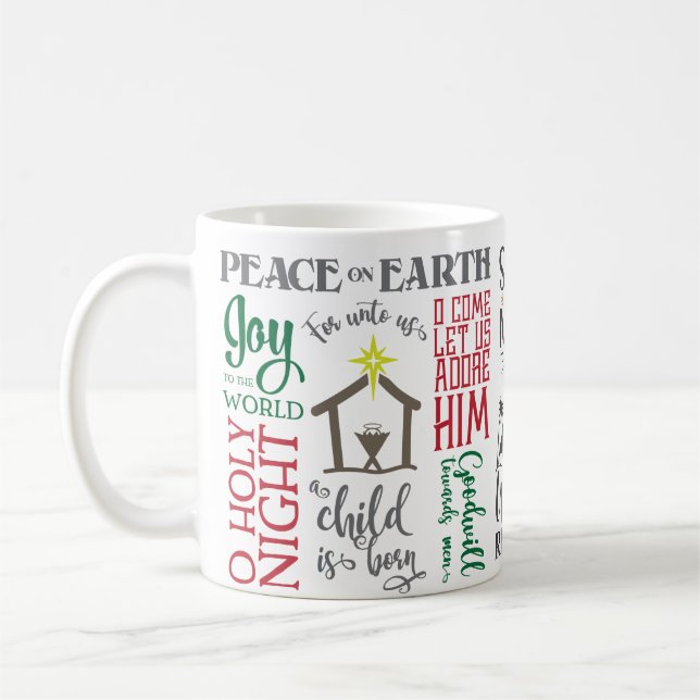 Unto Us a Child is Born Christmas Nativity Coffee Mug (Left)