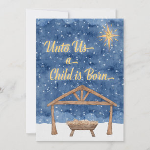 Unto Us A Child Is Born Christmas Nativity Holiday Card
