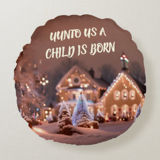 "Unto Us A Child Is Born" Christmas Throw Pillow