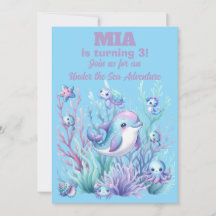 UnUnder the Sea Birthday Invitation Girl -Editable