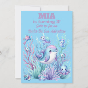 UnUnder the Sea Birthday Invitation Girl -Editable