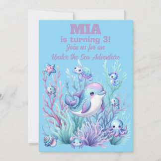 UnUnder the Sea Birthday Invitation Girl -Editable