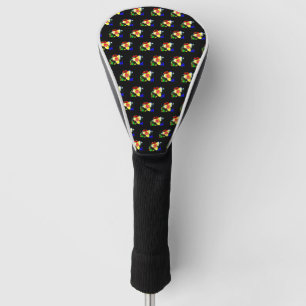 unusual black with yellow and red flower  golf head cover