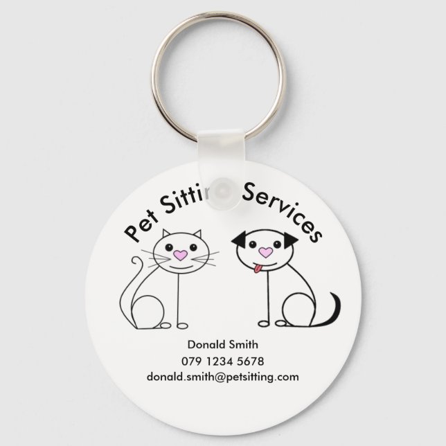 Unusual business card pet sitter promotion keychain (Front)