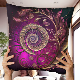 Unusual Contemporary Modern Magenta Spiral Throw Pillow