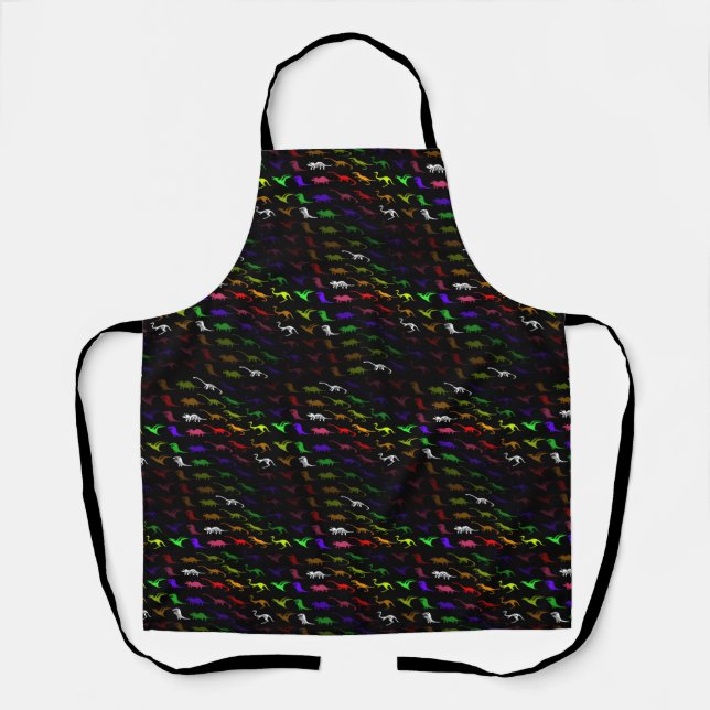 Unusual cool rainbow colourful cute dinosaur apron (Front)