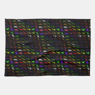 Unusual cool rainbow colourful cute dinosaur kitchen towel