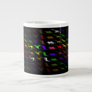 Unusual cool rainbow colourful cute dinosaur large coffee mug