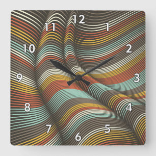 Unusual Curved Decorative Flex Lines Square Wall Clock
