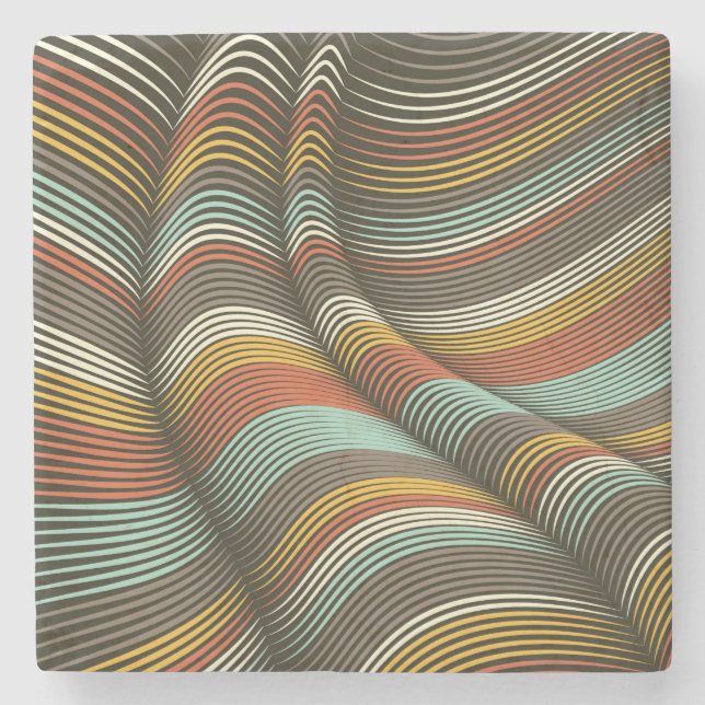 Unusual Curved Decorative Flex Lines Stone Coaster (Front)