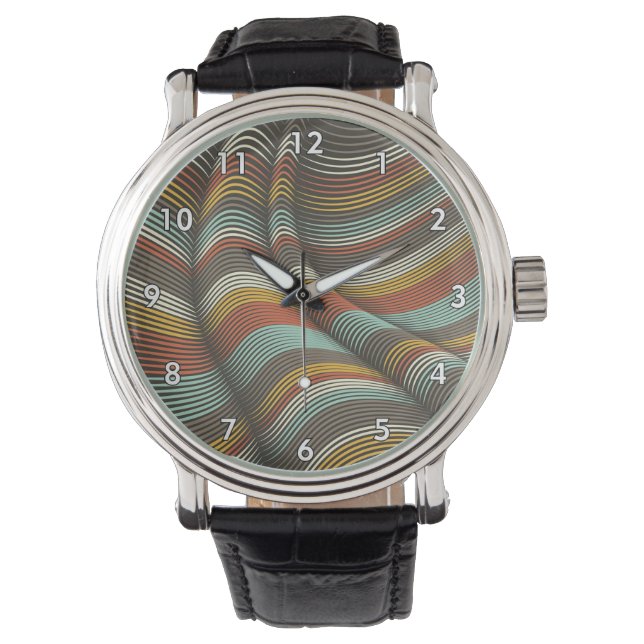 Unusual Curved Decorative Flex Lines Watch (Front)