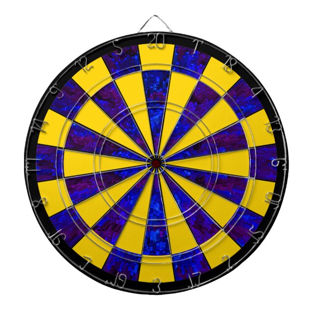Unusual Dart Board Yellow Blue Modern Darts Gift (Front)