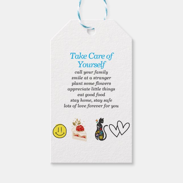 Unusual Gift Tag - Take Care of Yourself (Front)