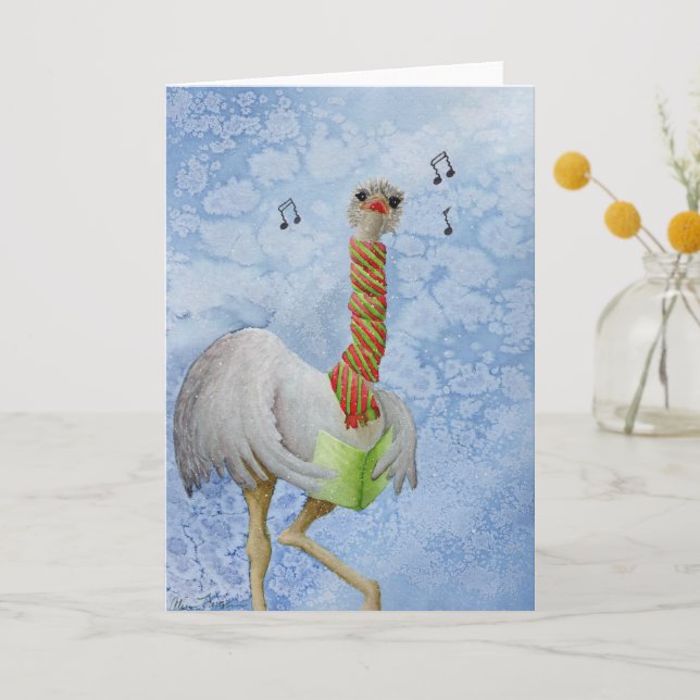 Unusual Holiday Animals: Ostrich Greeting Card A5 (Front)