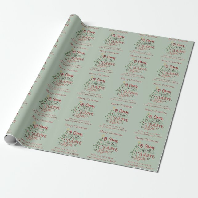 Unusual let us adore Him Name Merry Christmas Wrapping Paper (Unrolled)
