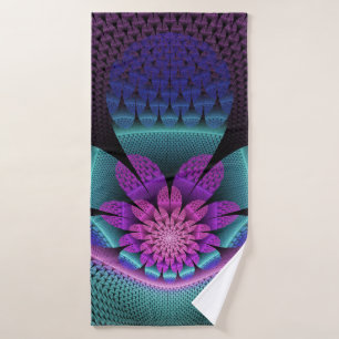 Unusual Patterned Colourful Fantasy Flower Fractal Bath Towel
