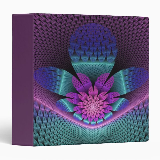 Unusual Patterned Colourful Fantasy Flower Fractal Binder (Front/Spine)