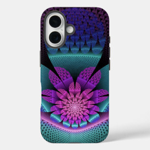 Unusual Patterned Colourful Fantasy Flower Fractal iPhone 16 Case
