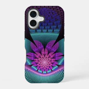 Unusual Patterned Colourful Fantasy Flower Fractal iPhone 16 Case