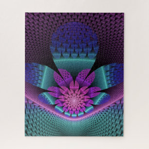 Unusual Patterned Colourful Fantasy Flower Fractal Jigsaw Puzzle