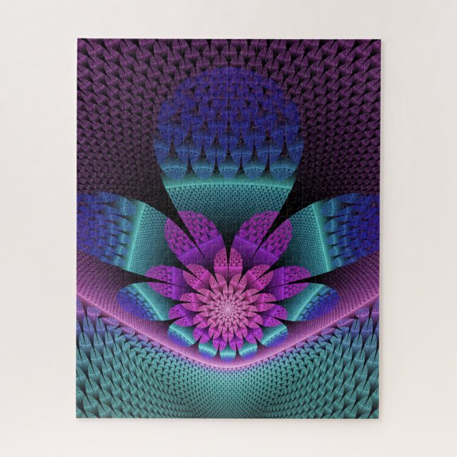 Unusual Patterned Colourful Fantasy Flower Fractal Jigsaw Puzzle (Vertical)
