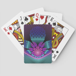 Unusual Patterned Colourful Fantasy Flower Fractal Playing Cards