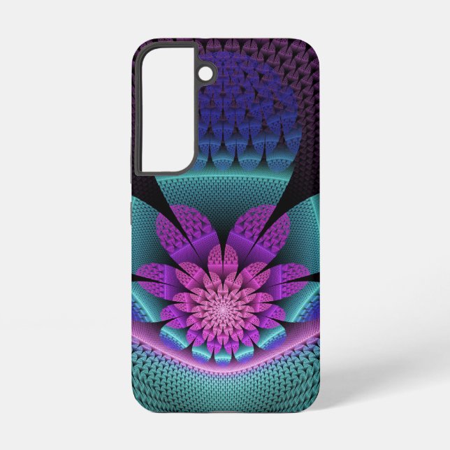Unusual Patterned Colourful Fantasy Flower Fractal Samsung Galaxy S22 Case (Back)