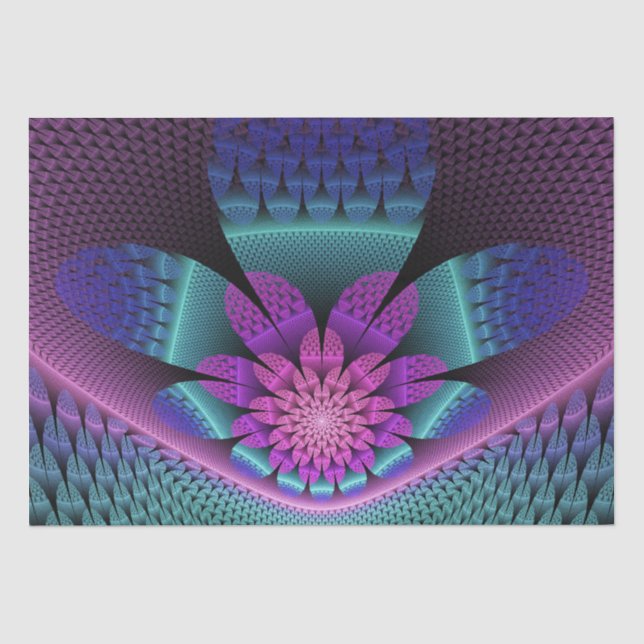 Unusual Patterned Colourful Fantasy Flower Fractal Tissue Paper (Front)