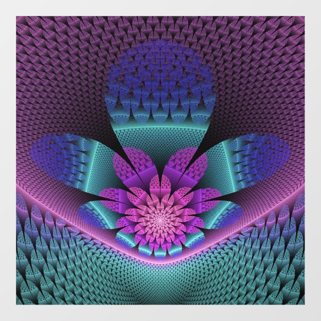Unusual Patterned Colourful Fantasy Flower Fractal Window Cling (Sheet)