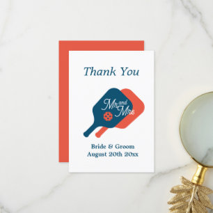Unusual pickleball theme wedding thank you cards 