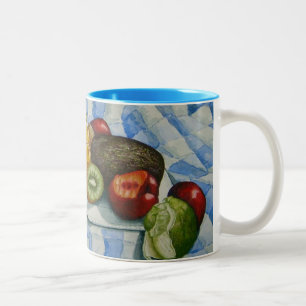 unusual picture of exotic fruits Two-Tone coffee mug