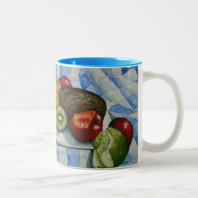 unusual picture of exotic fruits Two-Tone coffee mug (Right)
